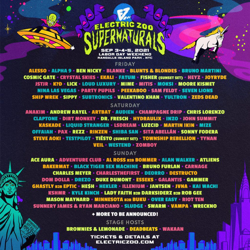 Electric Zoo Supernaturals 2021 Lineup