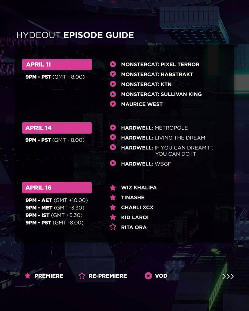 Hydeout: The Prelude April Schedule