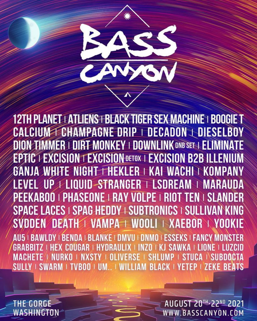 Bass Canyon 2021 Lineup