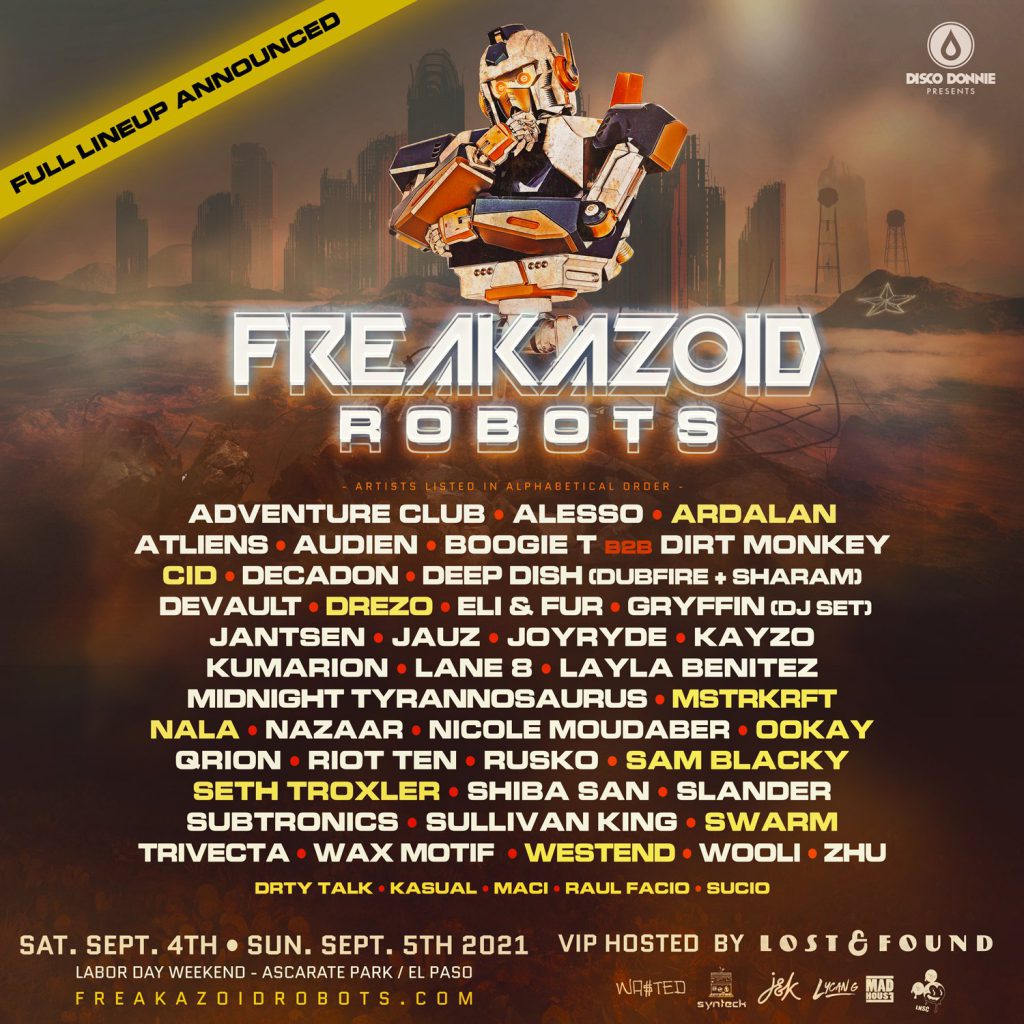 Freakazoid Robots 2021 Full Lineup