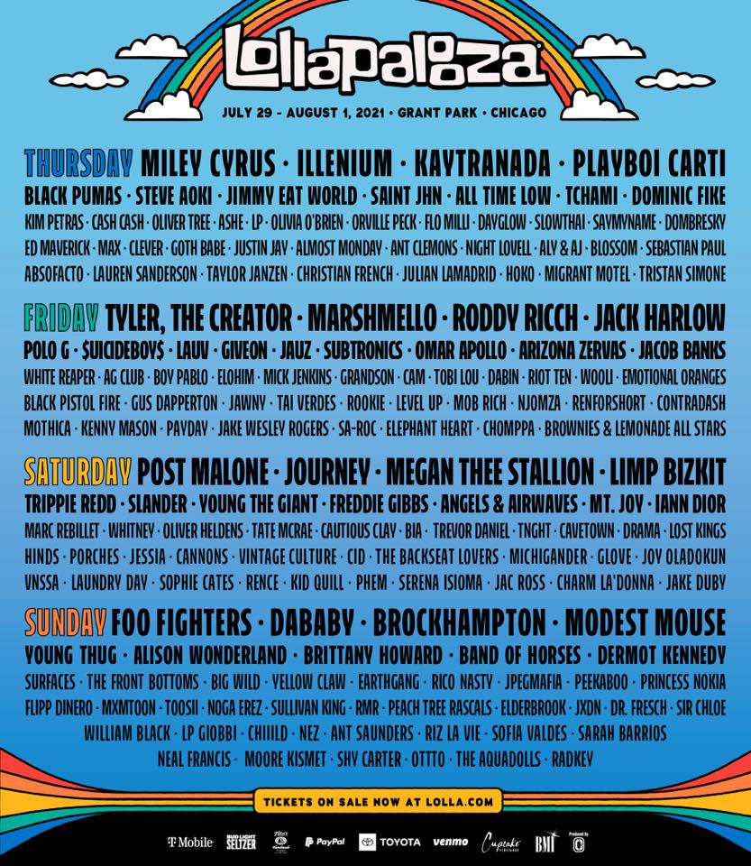 Lollapalooza 2021 Daily Lineups