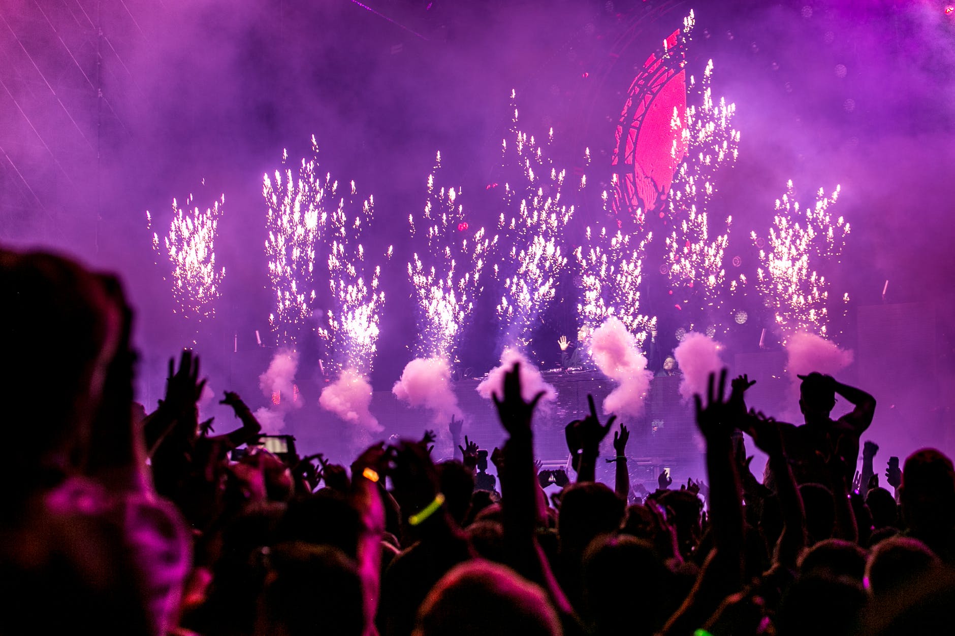 purple fireworks effect club