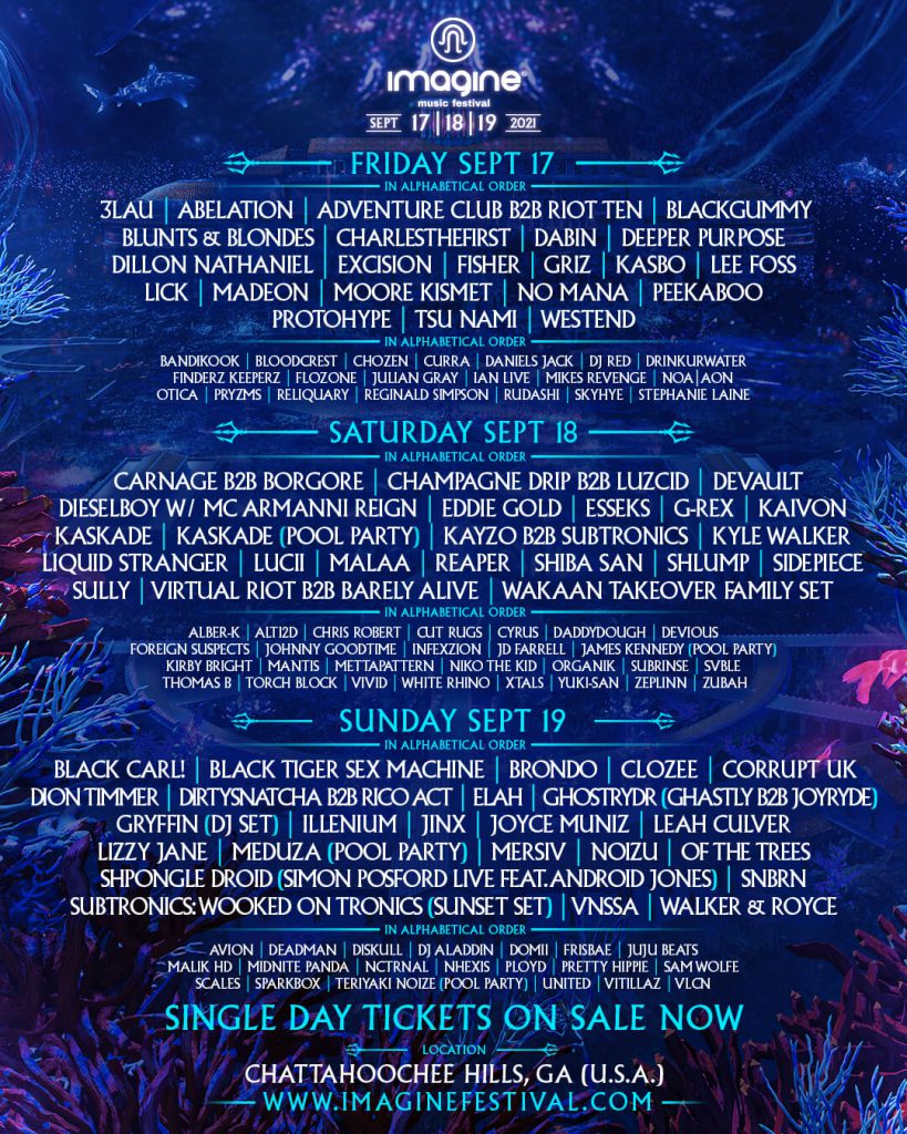 Imagine Music Festival 2021 Daily Lineup