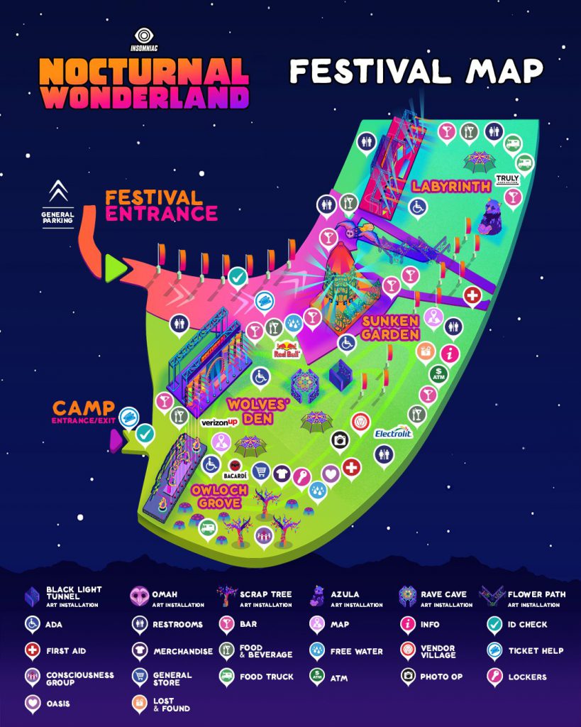 Nocturnal Wonderland 2021 Festival Map