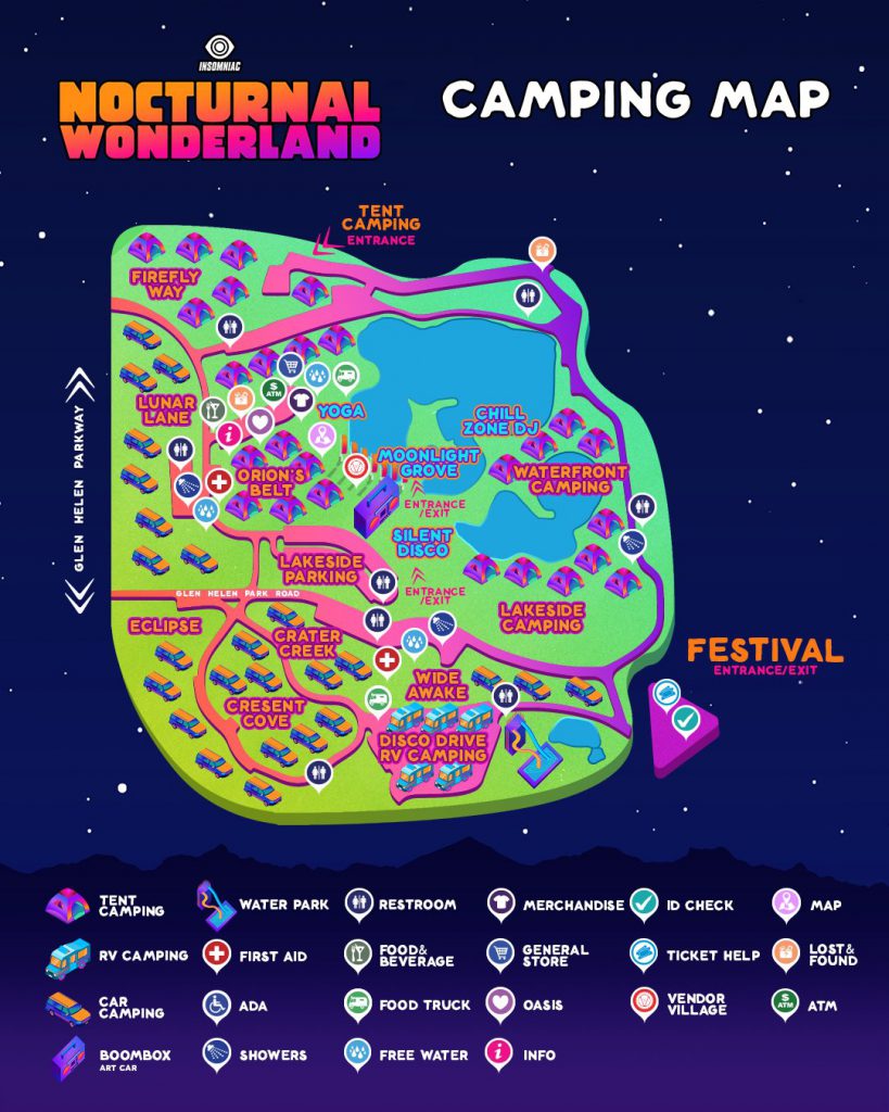 Nocturnal Wonderland 2021 Camping Map