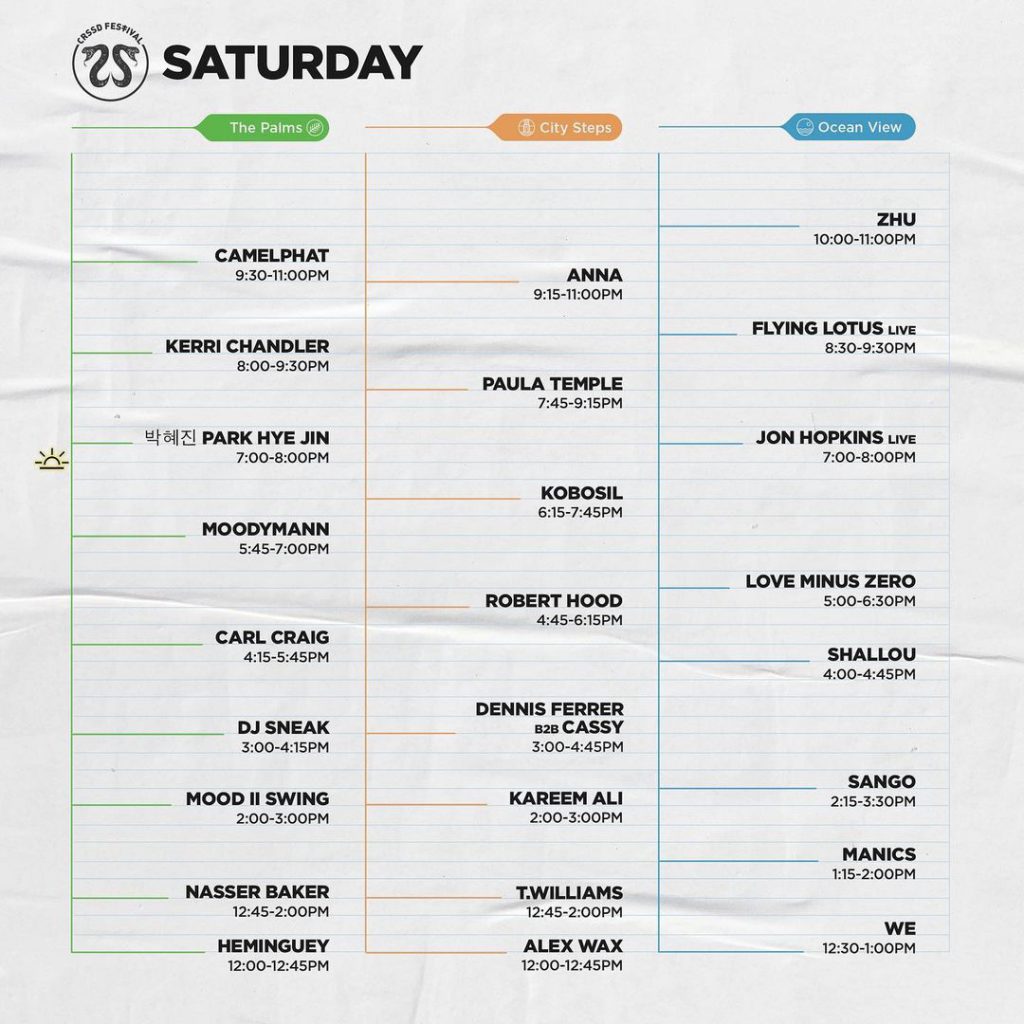 CRSSD Festival Fall 2021 Set Times - Saturday