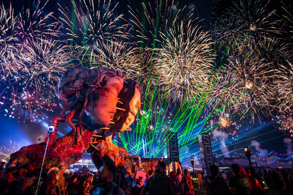 EDC Las Vegas 2021 Art with Fireworks