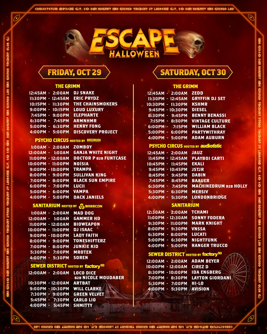 Escape Halloween 2021 Set Times, Map, and Essential Info EDM Identity