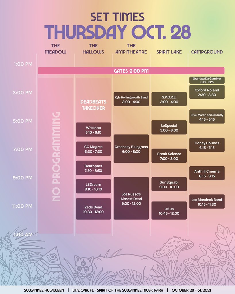Suwannee Hulaween 2021 Set Times and Essential Info | EDM Identity