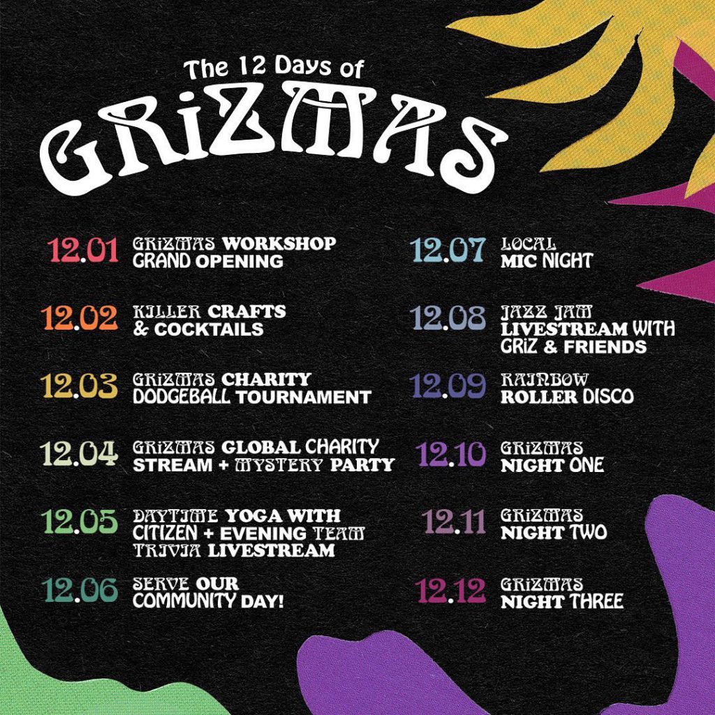 12 days of GRiZMAS schedule 2021