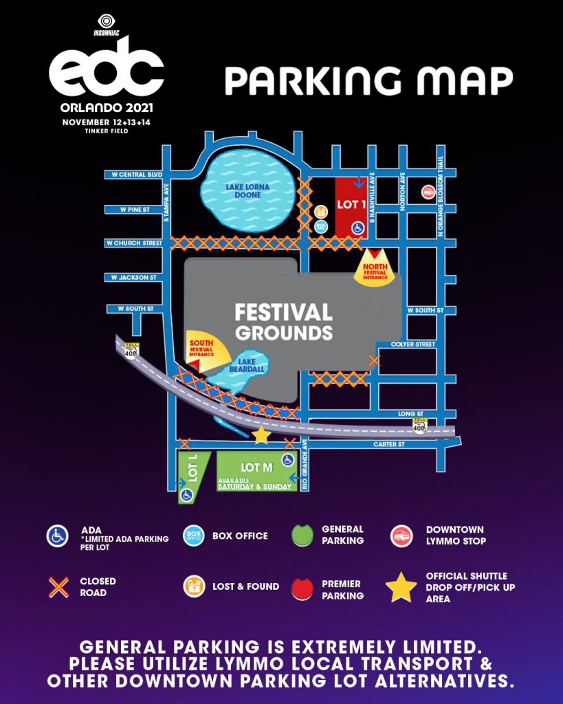 EDC Orlando 2021 Parking Map