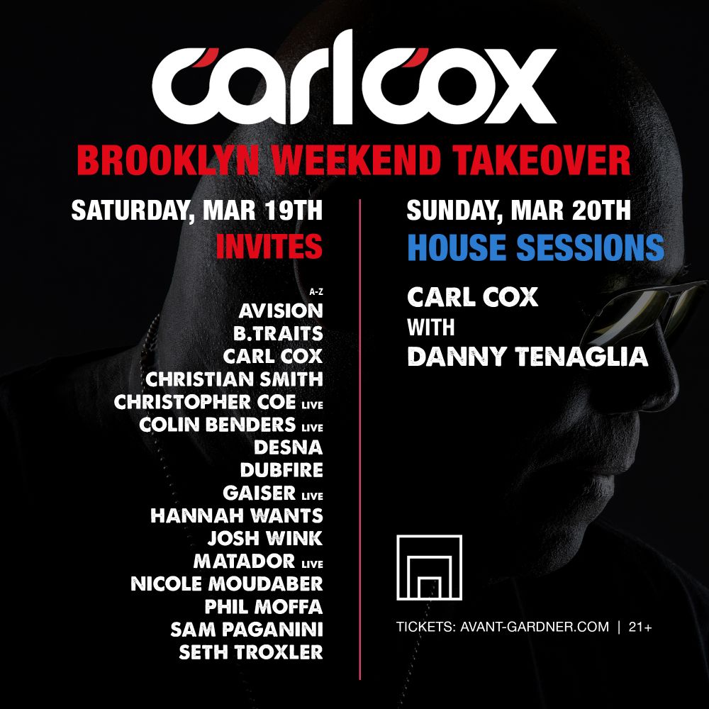 Carl Cox Brooklyn Weekend Takeover 2022 - Lineup