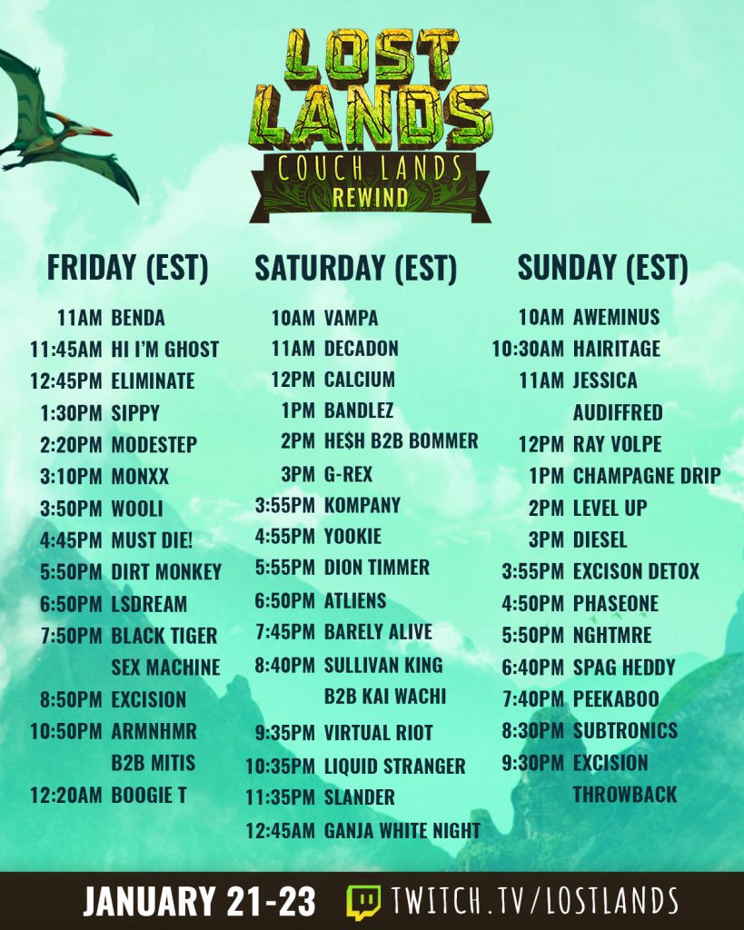 Couch Lands Rewind Livestream Schedule