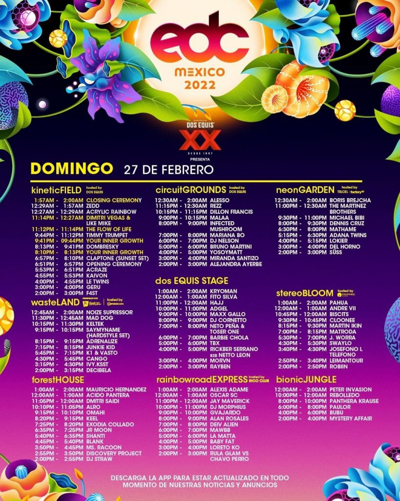 EDC Mexico 2022 Set Times - Sunday