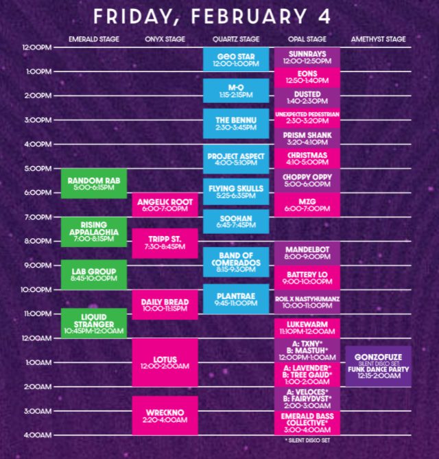 Gem and Jam 2022 Friday Set Times