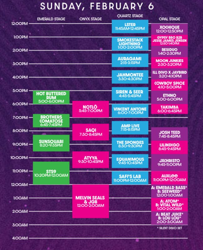 Gem and Jam 2022 Sunday Set Times