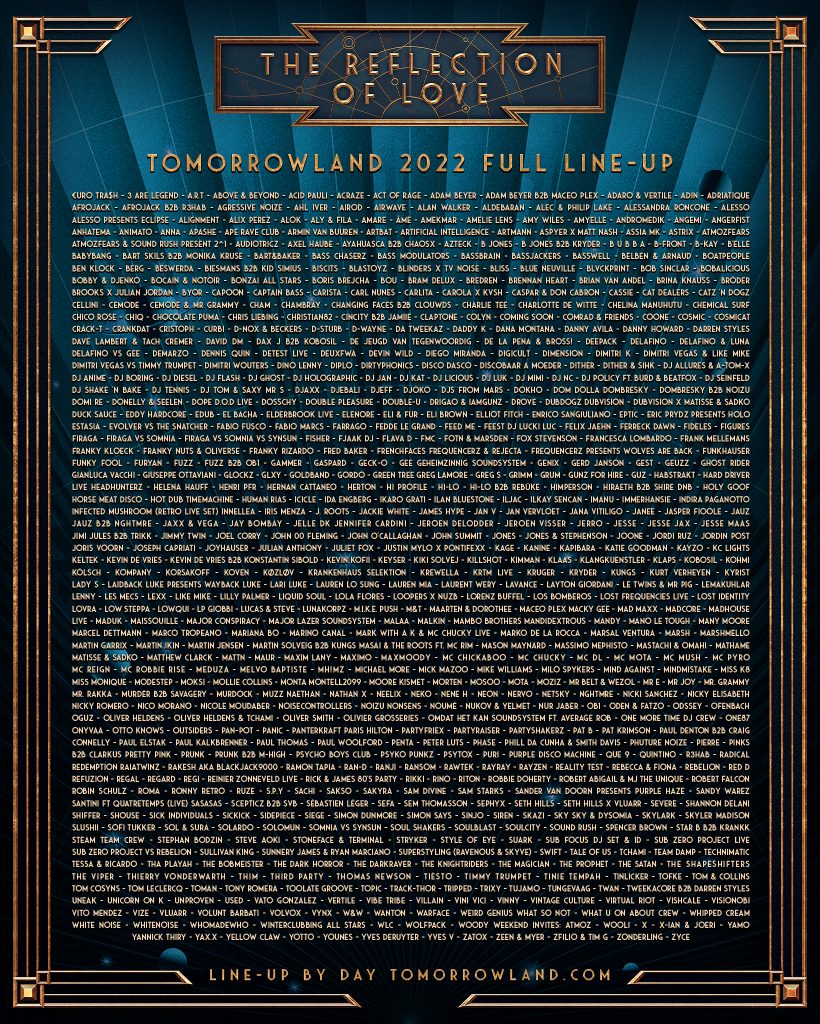 Tomorrowland 2022 Full Lineup