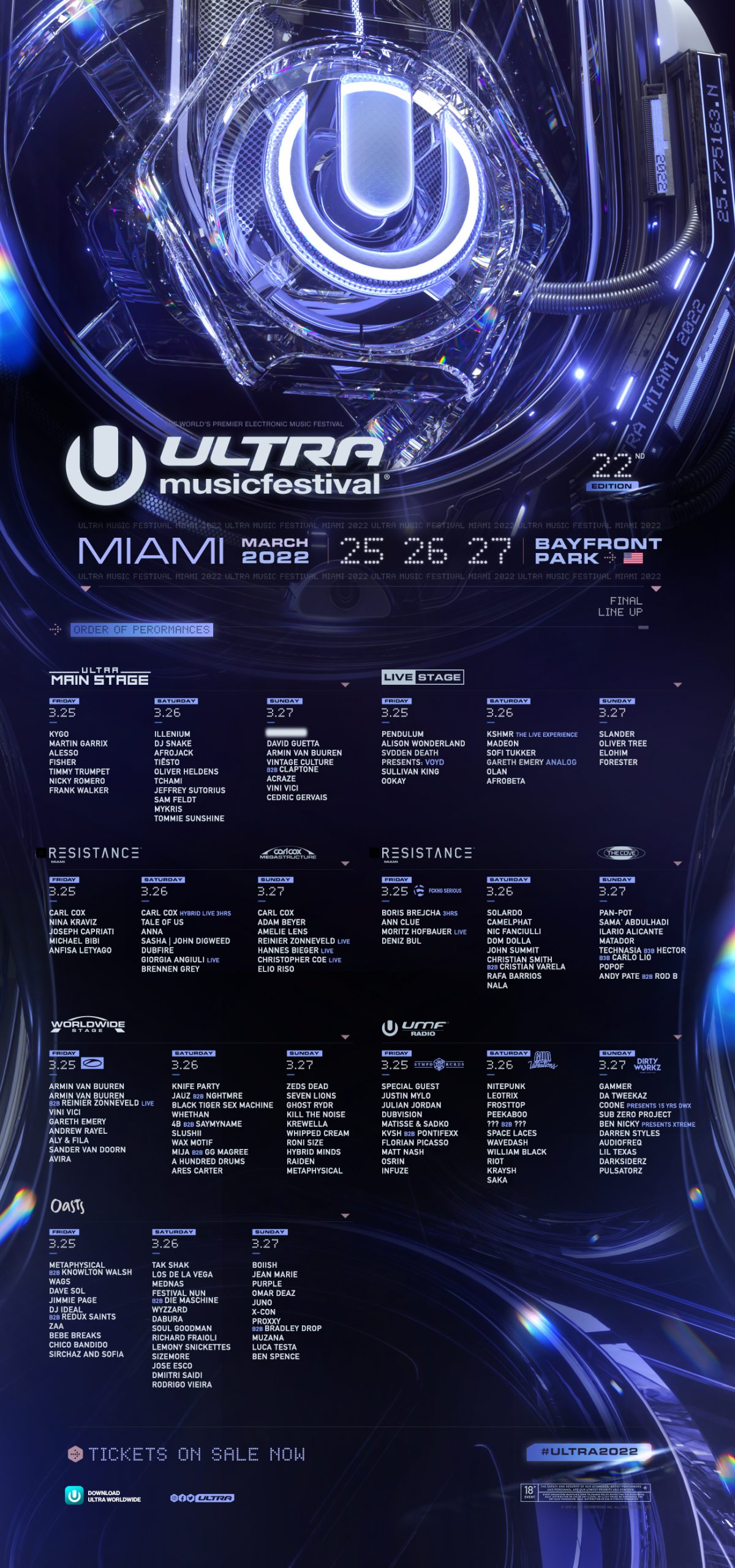 Ultra Miami 2022 Daily Stage Lineups
