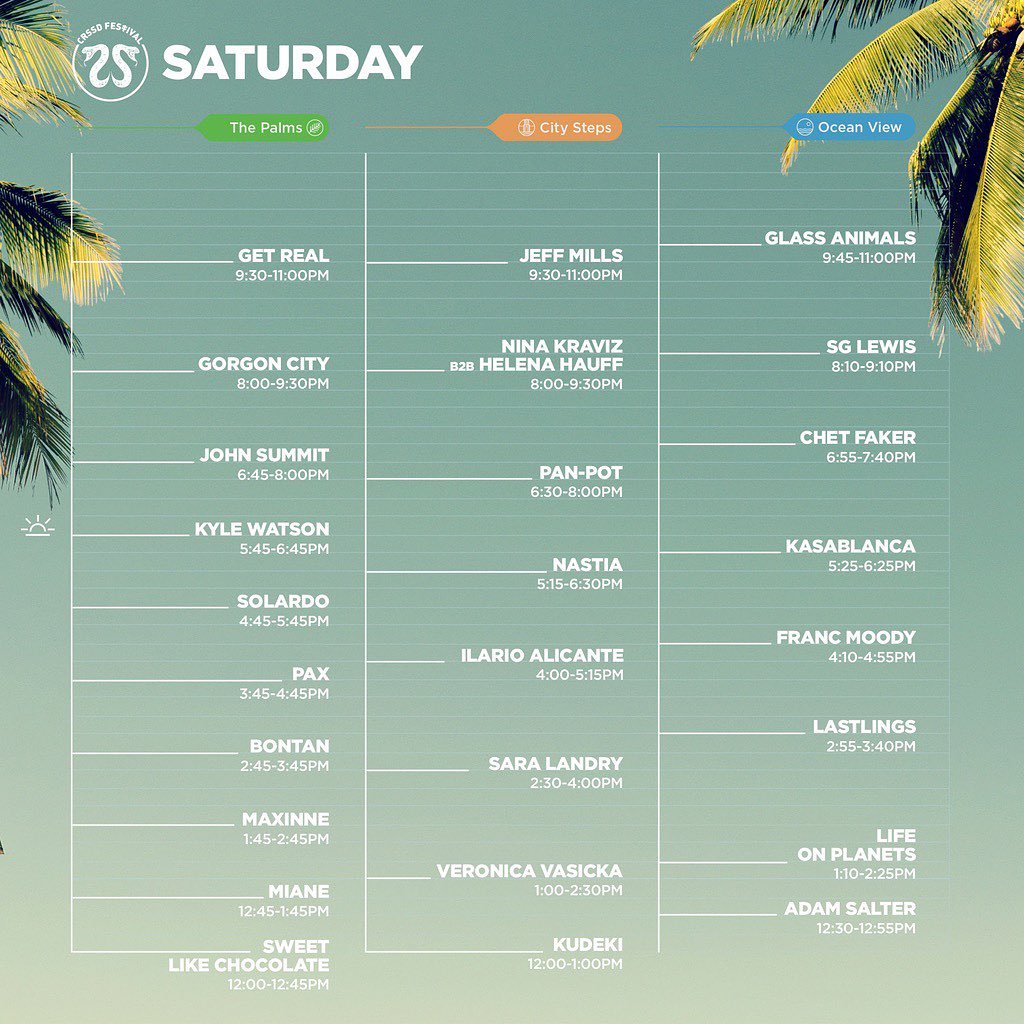 CRSSD Festival Spring 2022 Set Times - Saturday