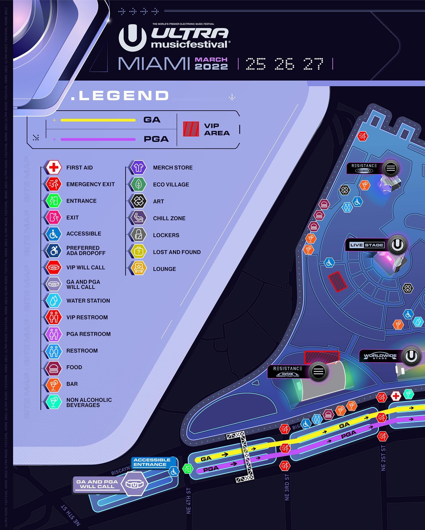 Ultra Music Festival 2022 Festival Map