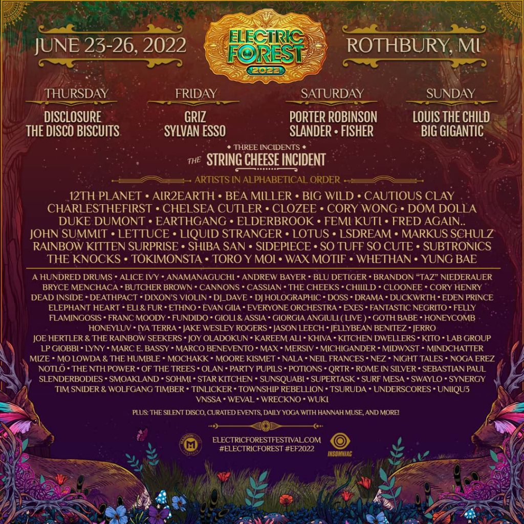 Electric Forest 2022 - Lineup