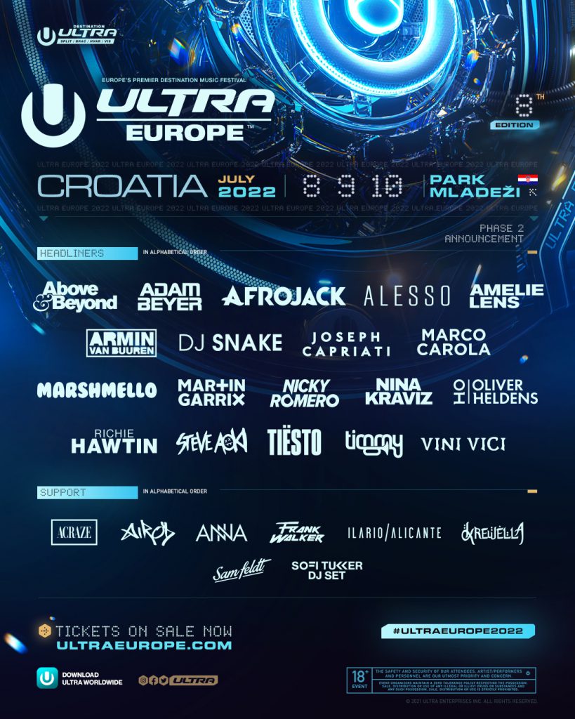 Ultra Europe 2022 Phase 2 Lineup