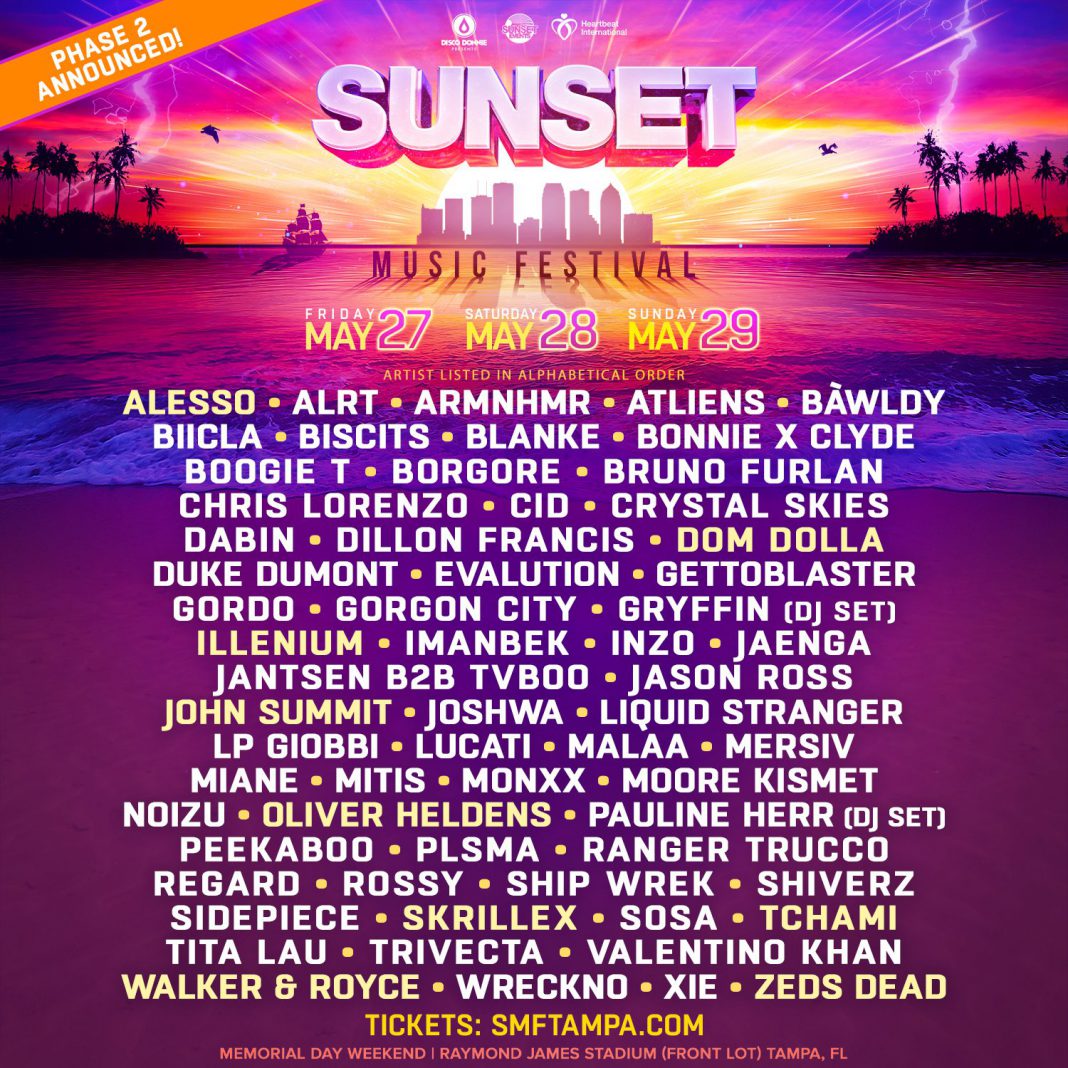 Sunset Music Festival Drops Additional Artists on 2022 Lineup EDM