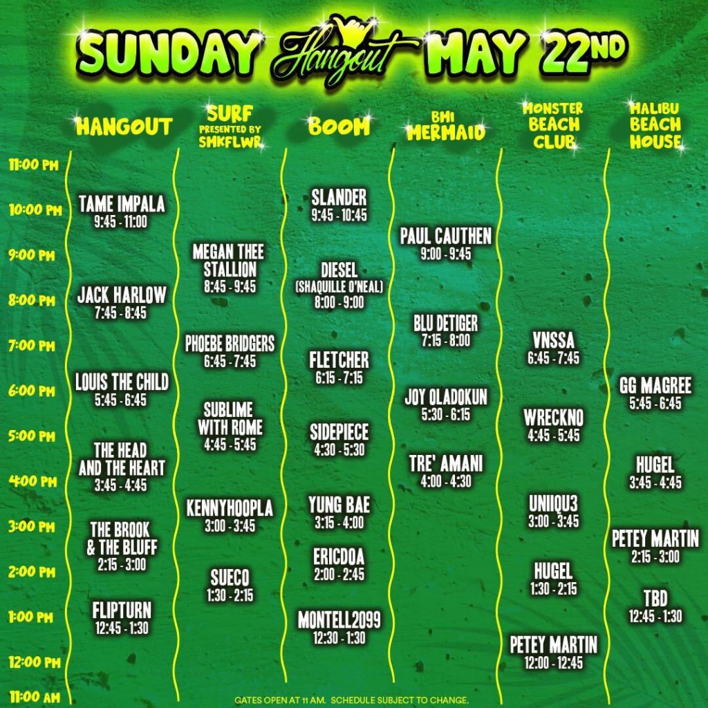 Hangout Fest 2022 Set Times - Sunday