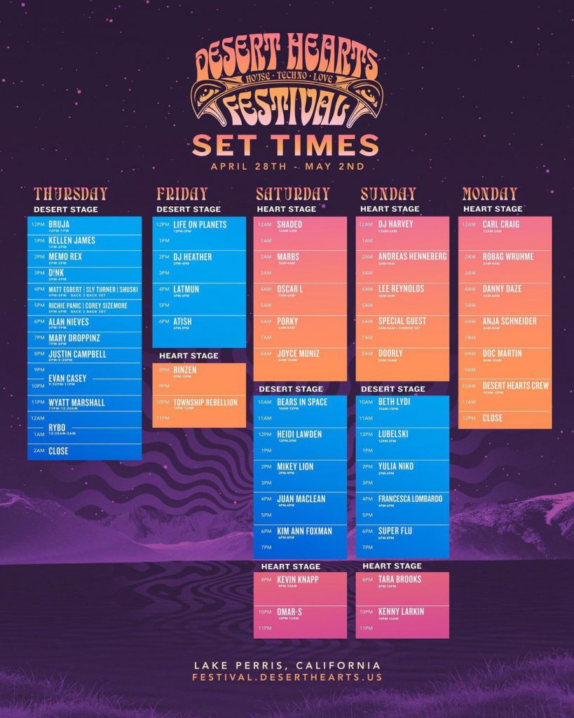 Desert Hearts Festival 2022 Set Times