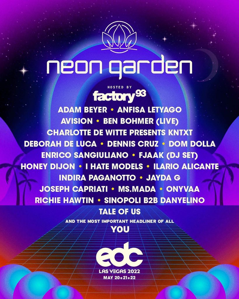 EDC Las Vegas 2022 neonGARDEN Lineup