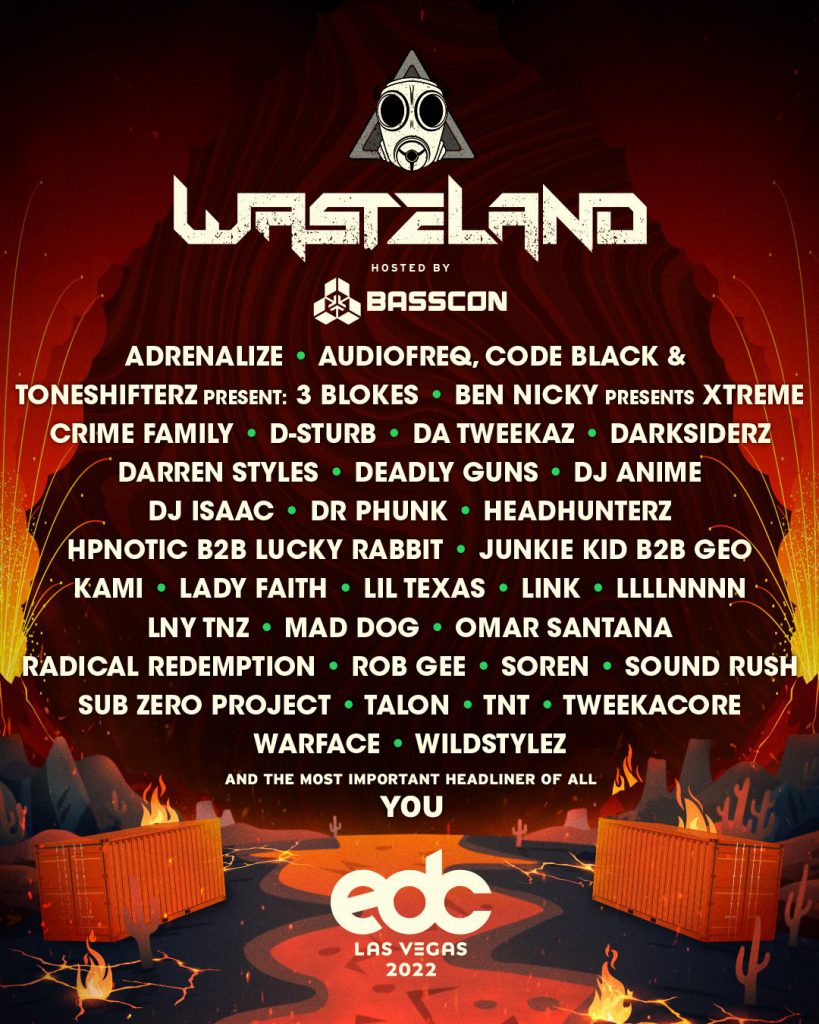 Basscon wasteLAND lineup at edc las vegas 2022