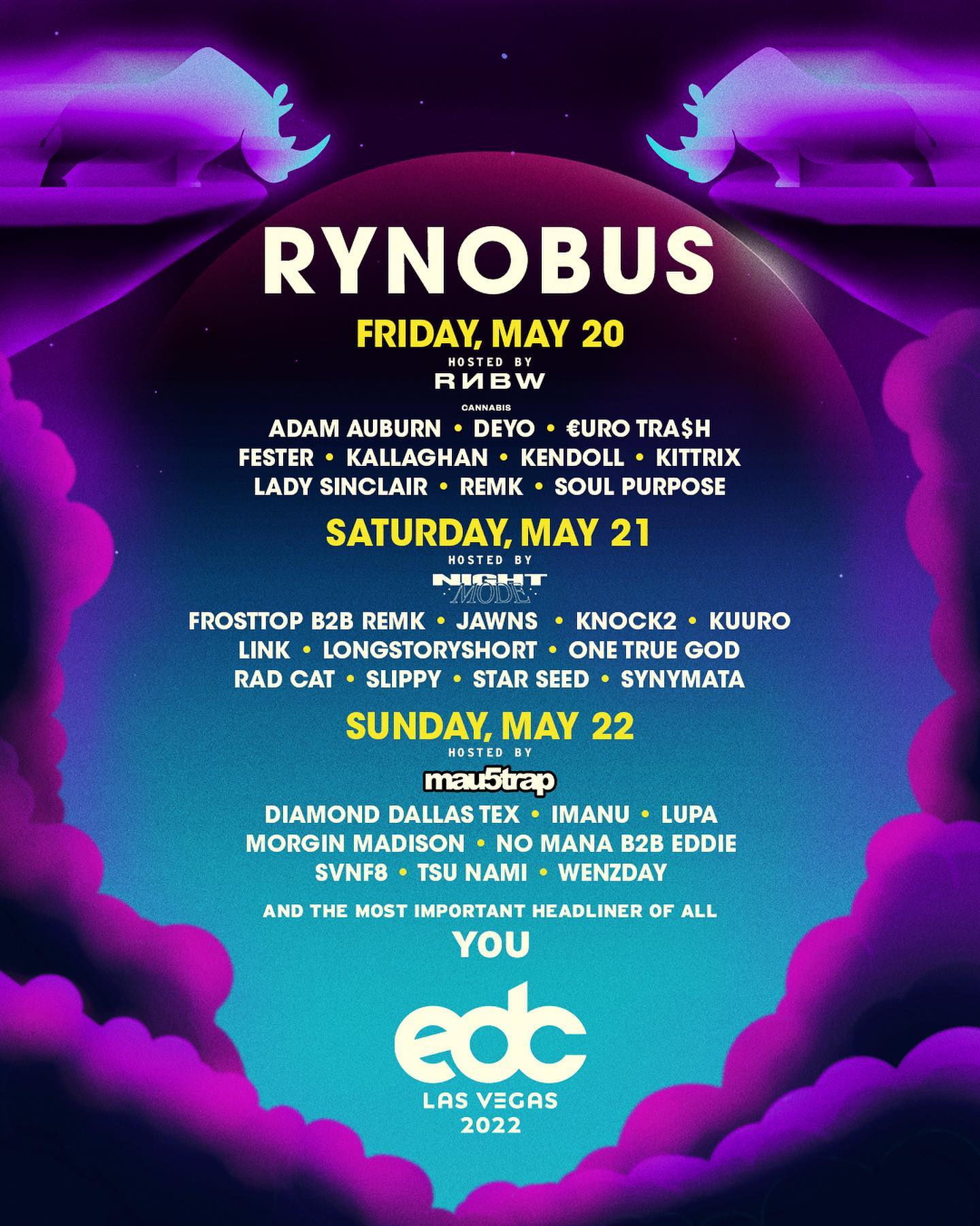 EDC Las Vegas 2022 Lineup - Rynobus Art Car