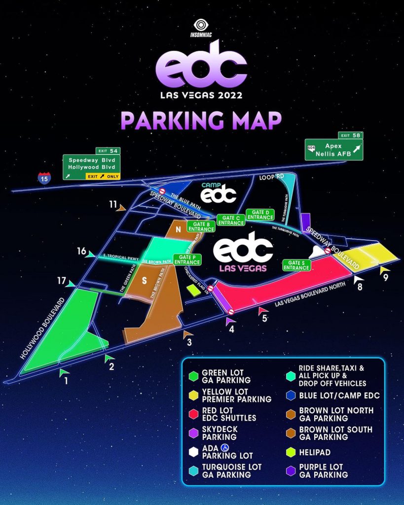 EDC Las Vegas 2022 Parking Map
