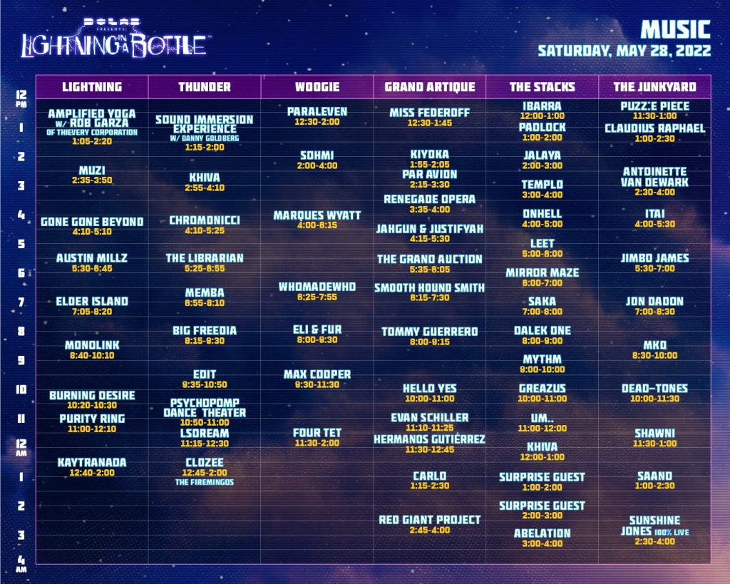Lightning in a Bottle Saturday Set Times
