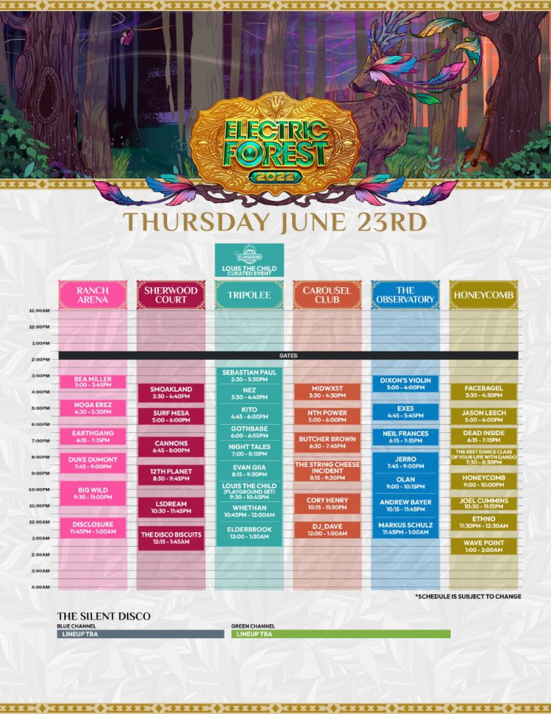 Electric Forest 2022 Thursday Set Times