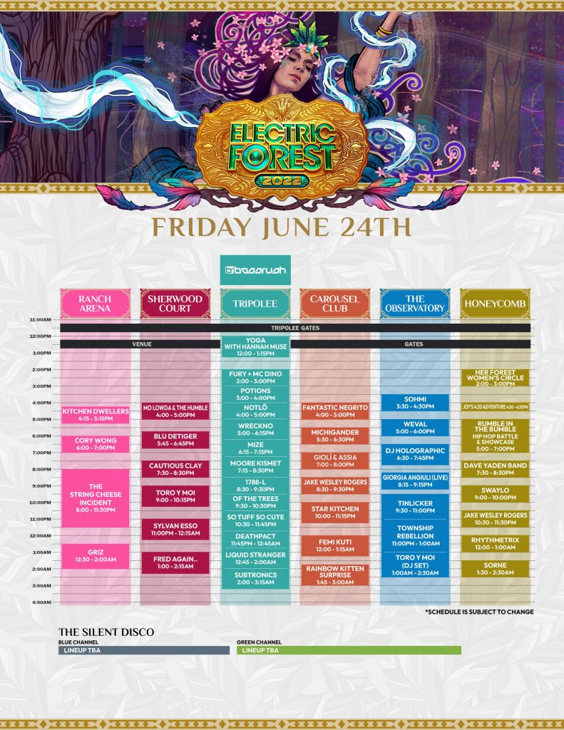 Electric Forest 2022 Friday Set Times