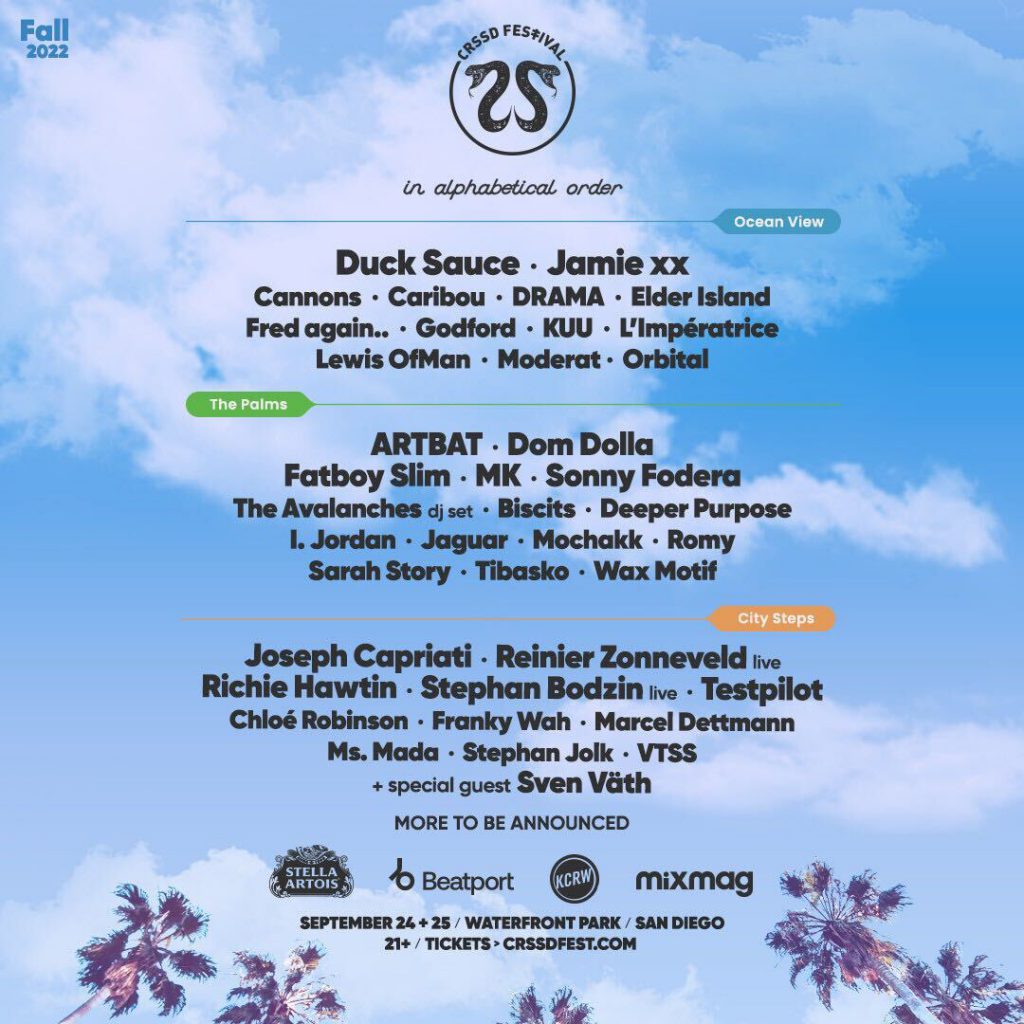 CRSSD Festival Fall 2022 Initial Lineup