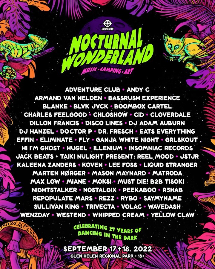 Nocturnal Wonderland 2022 Lineup