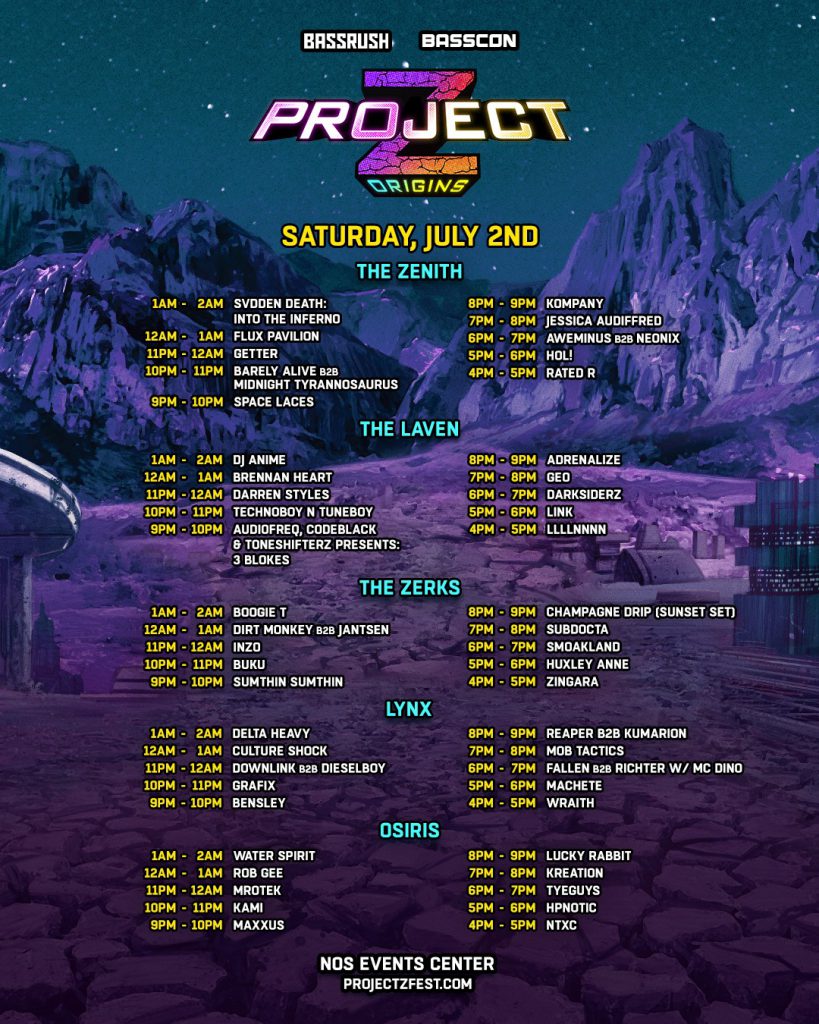 Project Z 2022 artist set times