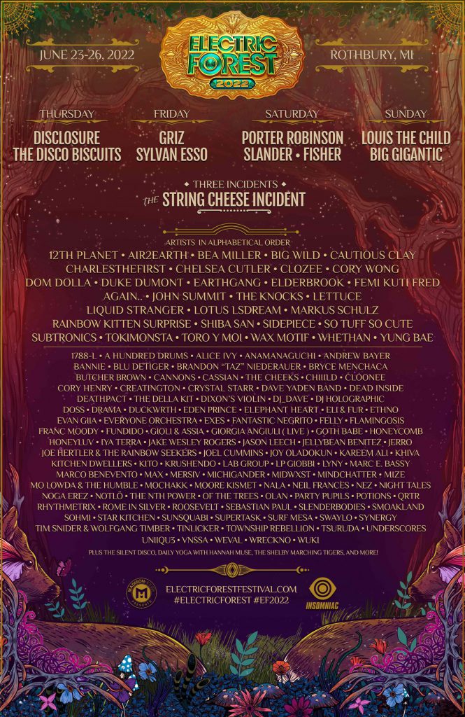 Electric Forest 2022 Full Lineup