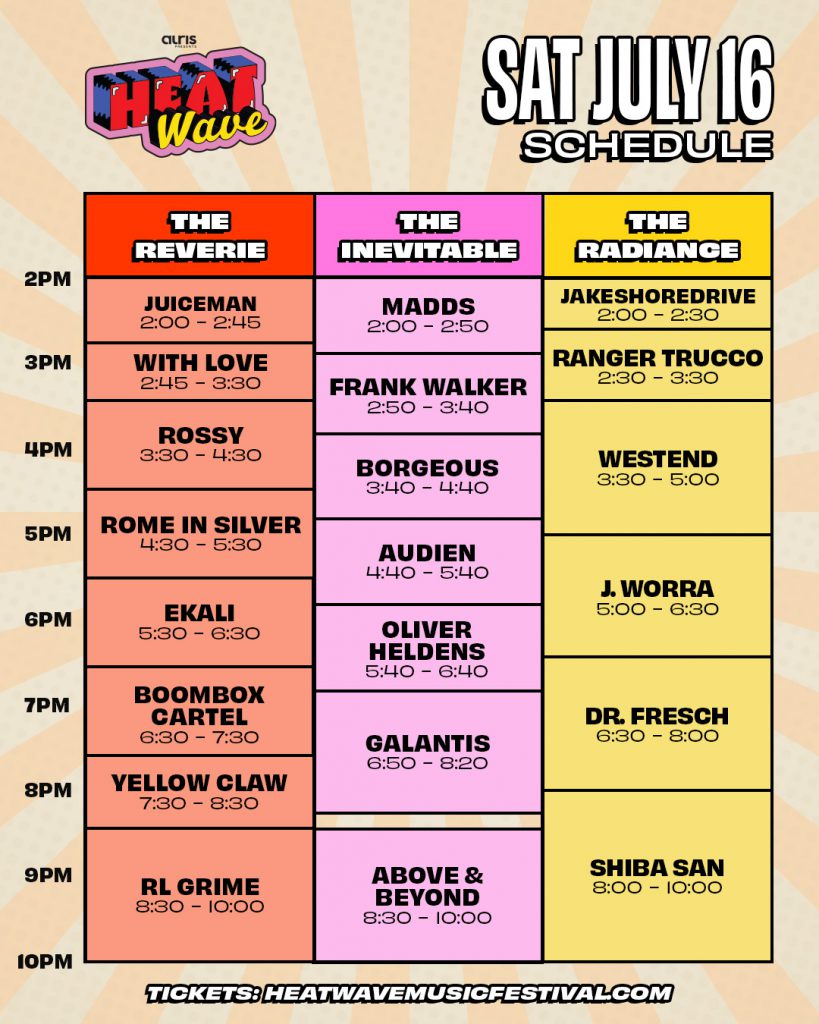 Heatwave Music Festival 2022 - Fixed Times