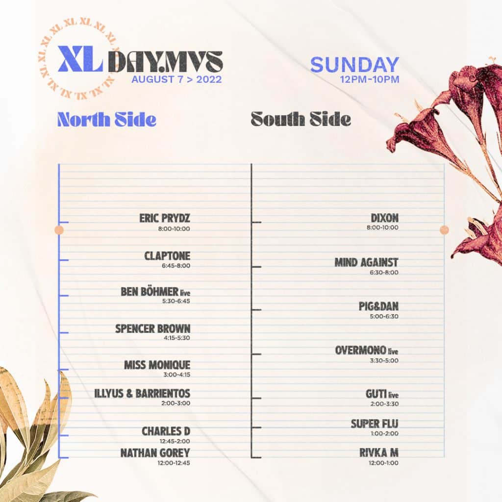 DAY MVS XL 2022 Set Times - Sunday