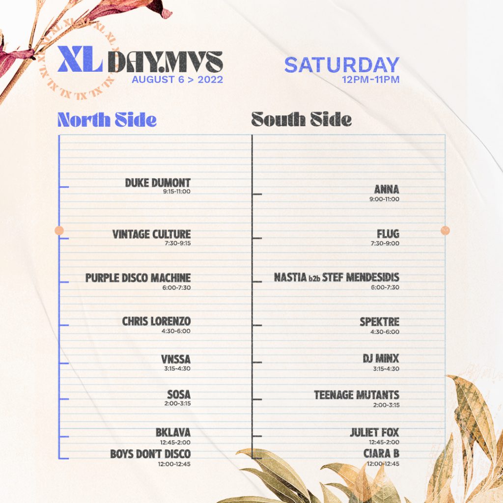 DAY MVS XL 2022 Set Times - Saturday