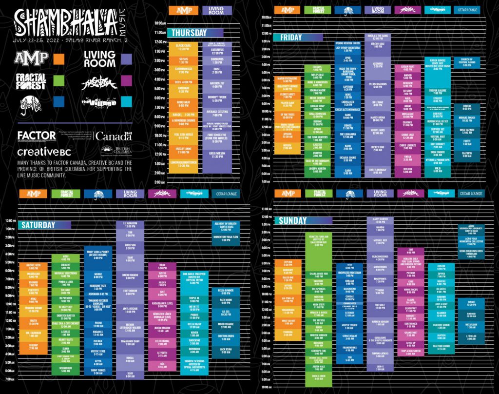 Shambhala 2022 Set Times