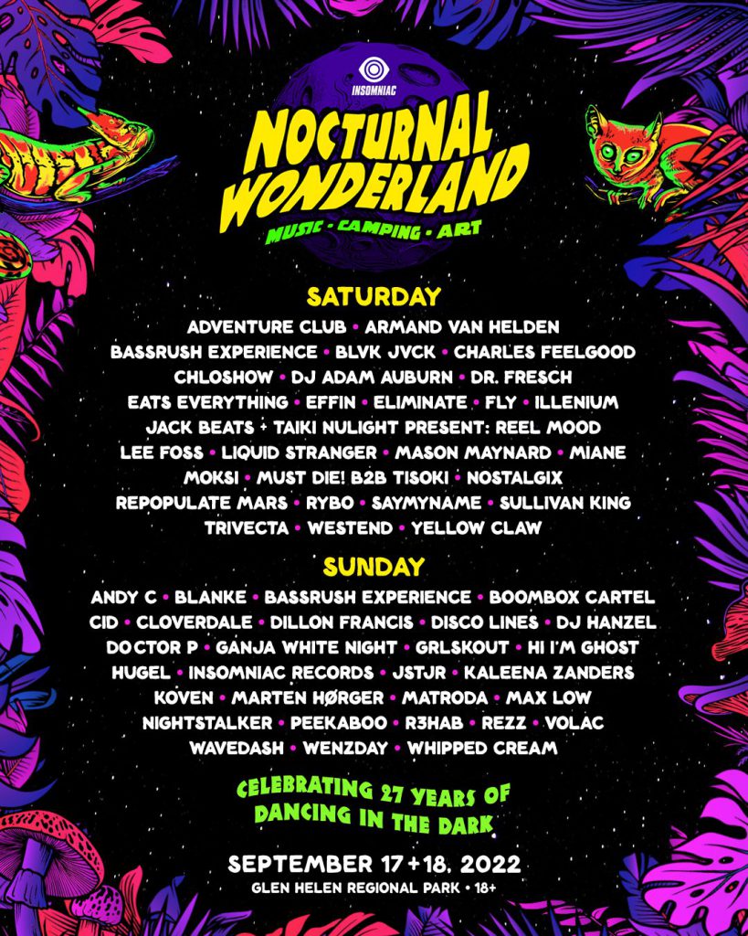 Nocturnal Wonderland 2022 - Daily Lineups