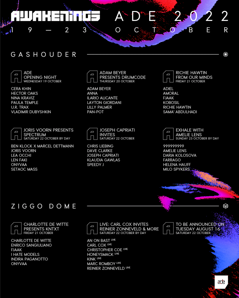 Awakenings ADE 2022 - Lineup