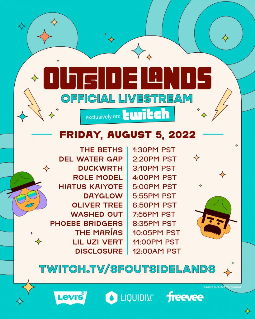 Outside Lands 2022 Live Stream - Friday Schedule