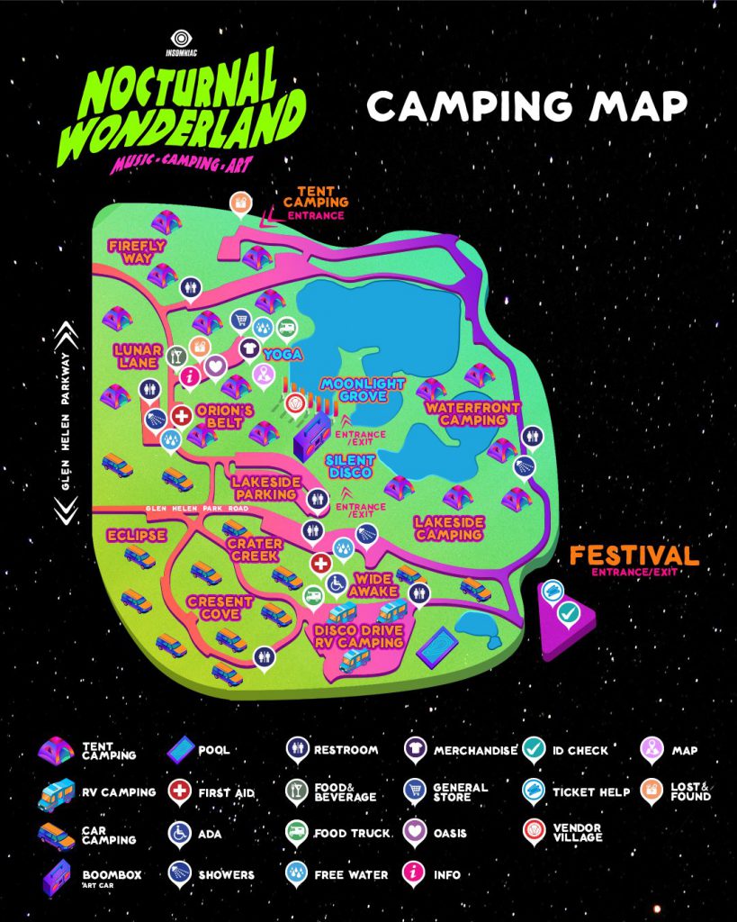 Nocturnal Wonderland 2022 Camping Map