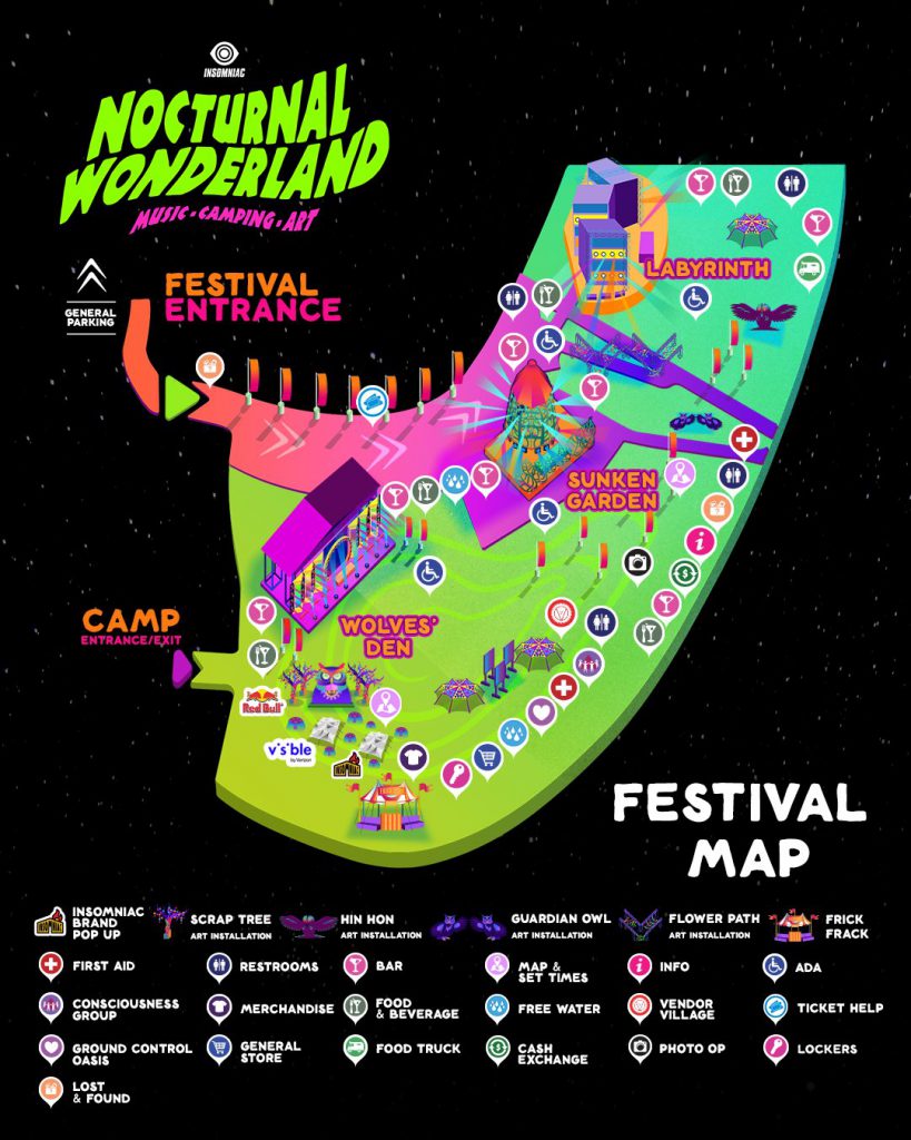 Nocturnal Wonderland 2022 Festival Map
