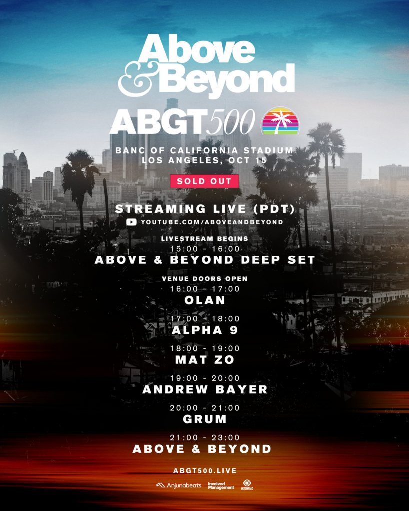 ABGT500 & Anjunadeep Open Air Set Times and Essential Info EDM Identity